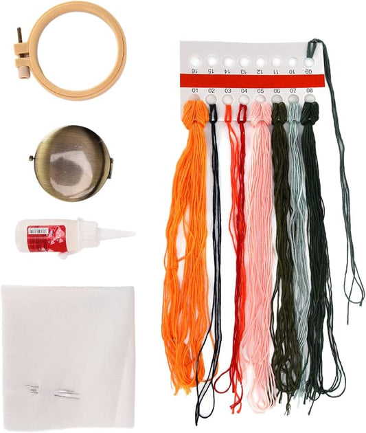 PinzqTrading Printed Embroidery Mirror Kit Sprout Pattern, DIY Embroidery Supplies for Adults, Washable Canvas Cloth, 9 - Color Thread Set, Embroidery Hoop with Adjustable Screw, Home