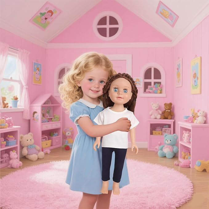 5-Piece Plain White T-Shirts for 17-18 Inch Dolls | DIY Customizable Doll Tees