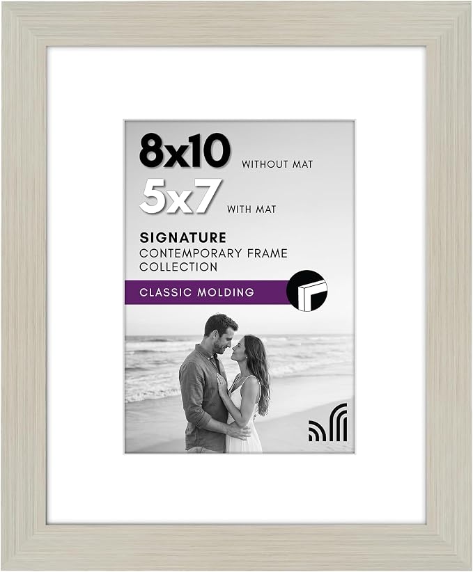 Americanflat 8x10 Picture Frame with Shatter-Resistant Glass - Use as 5x7 Frame with Mat or Display 8x10 Photo Without Mat - Signature Collection - Picture Frames for Tabletop and Wall - Light Wood | Shatter-resistant glass, wall or tabletop display wi...
