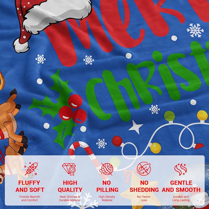 COMFAR Cute Christmas Blankets and Throws for Adults/Women/Boys/Kids, Holiday Fleece Throw Blanket for Couch/Sofa, Holiday Decor, Christmas Decorations/Gifts 50"x 60"