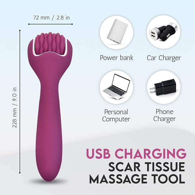 Scar Tissue Massager for Post-Surgery Recovery, Silicone Ice Massage for Post-Surgery Incision Swelling and Soreness, Vibrating Joint Roller for Improved Range of Motion Designed by Physical Therapist