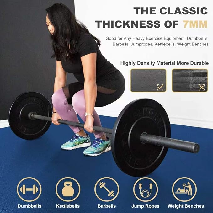 GXMMAT Extra Large Exercise Mat 16'x6'/12'x6'/10'x6'/8'x6'(7mm), Extra Wide Workout Mats for Home Gym Flooring, Non-Slip Thick Durable Cardio Mat for MMA,Plyo,Jump Rope,Weights,Fitness,Shoe-Friendly