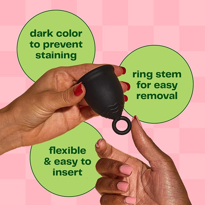 Viv for Your V Large Premium Menstrual Cups for Heavy Flow, Pull Tab Ring Stem Easy Removal, Soft Tampon Alternative, Comfortable 12 Hour Wear, Medical-Grade Silicone Reusable Period Cup