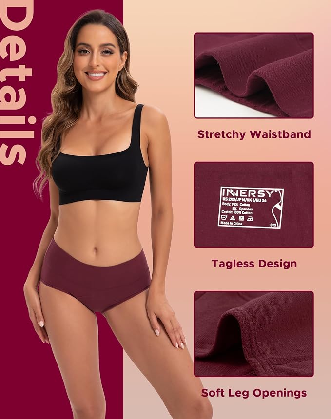 INNERSY Period Underwear for Women High Waisted Leak-Proof Postpartum Menstrual Panties 3-Pack
