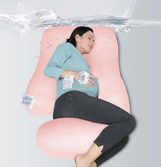 MOON PARK Pregnancy Pillows for Sleeping - U Shaped Full Body Maternity Pillow with Removable Cover - Support for Back, Legs, Belly, Hips - 57 Inch - Pink - Cooling Cover