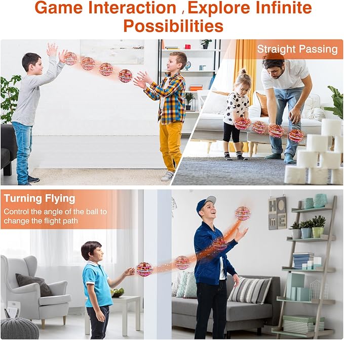 Ciniffo Flying Orb Ball 2025, Hand Controlled Boomerang Spinner Mini Drone Cosmic Globe Toy, Cool Toys Gift for 6 7 8 9 10+ Year Old Boys Girls Teens Outdoor Toys(Orange)