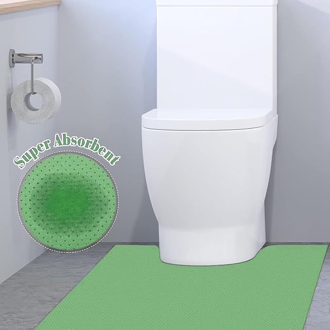 Green Disposable Toilet Mats,25-Pack U-Shape Pee Pads for Potty Training,No-Adhesive Non-Slip PE Backing Protects Floors,Super Absorbent,Leak-Proof for Elderly,Incontinence,Children&Adults