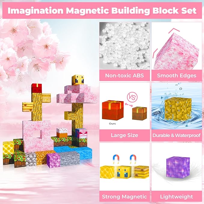 80pcs Magnetic Building Blocks Tiles for Kids Ages 4-8-12，Magnetic Building Tiles Blocks Constructions Toys Birthday Gifts for Kids Boys Girls Ages 8-12