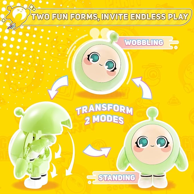 A ALPHA Eggy Party Toys, Minty Action Figures Transformable Toys, 2-in-1 Eggy Wobbler Toys to All Ages, Cute Tumbler Toys for Kids Boys and Girls Birthday Holidays