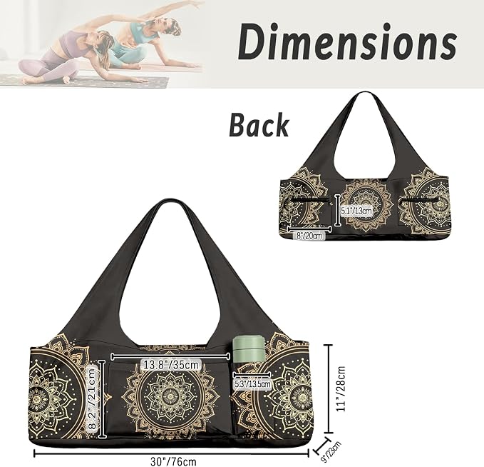 Women's Yoga Bag with Yoga Mat Carrier - Large Mat Pocket Fitness Tote for Pilates, Gym, Travel, Office & Beach
