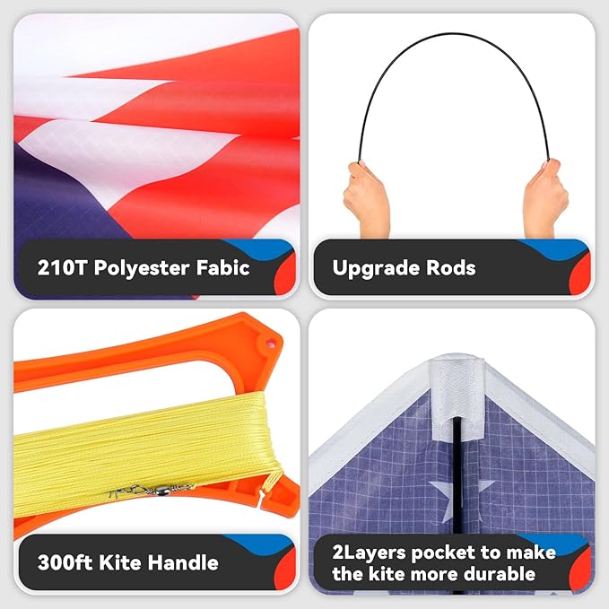 Kite, Large Delta Kites for Kids and Adults, Easy to Fly Rainbow Kites, Durable Multifunctional Beach Kite, Tangle-Free Flight Line, Durable