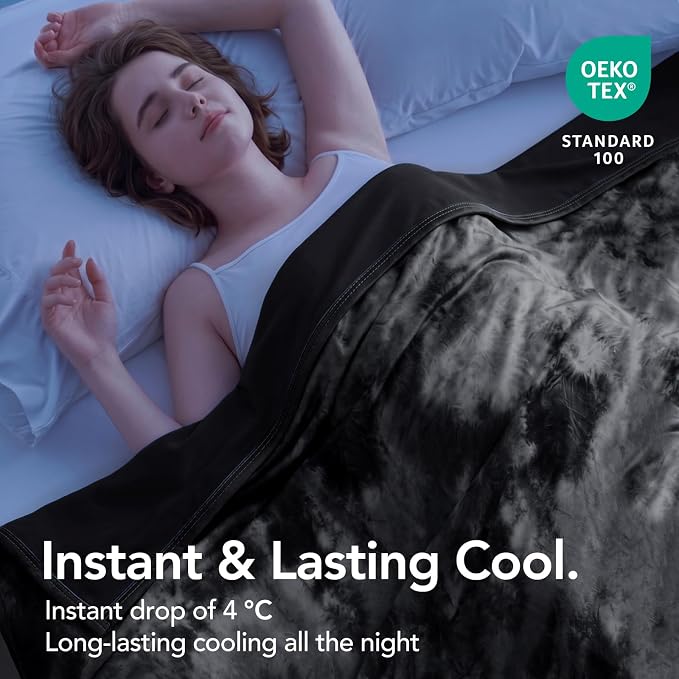 Cooling Blanket King Size 90"x104" for Hot Sleepers | Cold Summer Soft Blanket for Bed Couch and Travel Absorbs Heat Q-Max>0.35 Cool Lightweight Throw for Night Sweats Menopause