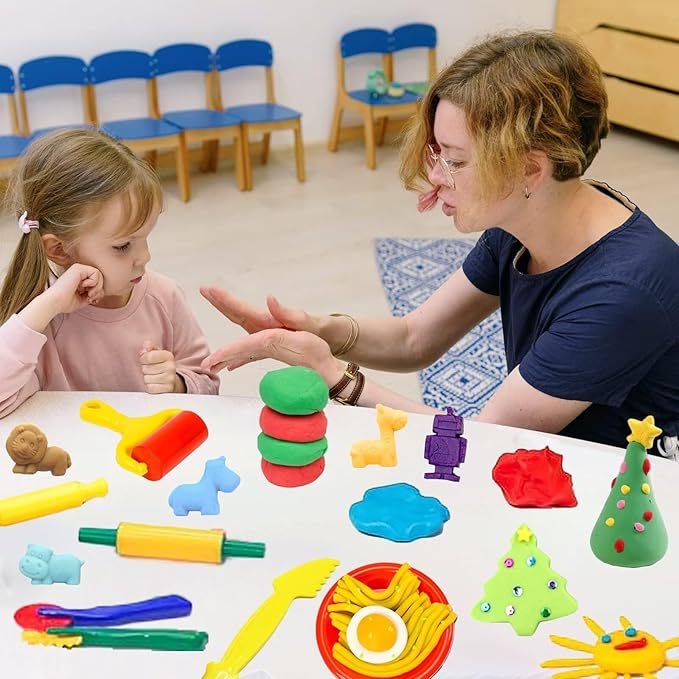 Unleash Creativity with 53 Pcs Play Dough Tools Sets Dough Accessories.Ideal as a Gift for Kids Aged 3-4-8 Years