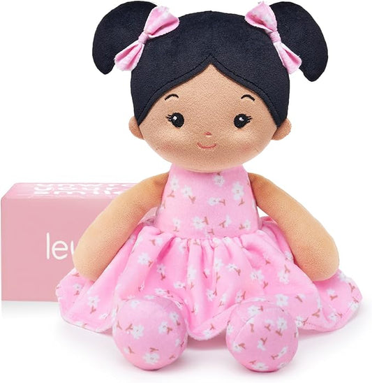 LeyaDoll Soft Baby Doll Toys (12''), My First Baby Rag Doll for 1 Year-Old Girl Birthday Gift,Christmas Plush Toys Gift for Toddler Kids Infants-Florabelle-Girl-Pink-Tanned