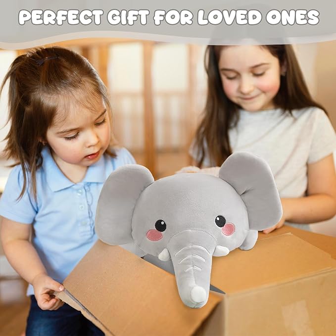 Weighted Stuffed Animals, 1.6 lbs Elephant Stuffed Animal with Weighted Beads, Cute Plush Toy Pillow Gifts for Adults Kids Boys Girls