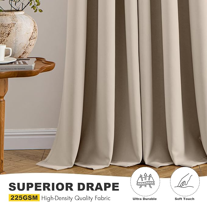 MIULEE Blackout Curtains for Bedroom 2 Panels 40 x 54 Inch Long Taupe | Thermal Insulated, Living Room Darkening Grommet Drapes, Noise Reducing, Light Blocking Window Treatments