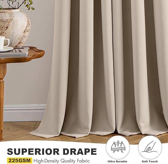 MIULEE Blackout Curtains for Bedroom 2 Panels 40 x 45 Inch Long Taupe | Thermal Insulated, Living Room Darkening Grommet Drapes, Noise Reducing, Light Blocking Window Treatments