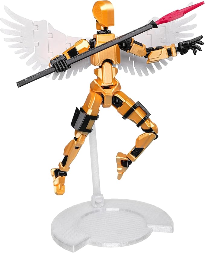 (Assembly Completed Dummy 20 Action Figure, 8.1 inches, Strong Magnetic Accessories, 8 Types of Weapons 3D Printed Robot Multi-Jointed Movable, Spider Ninja Series (Dark Gold)