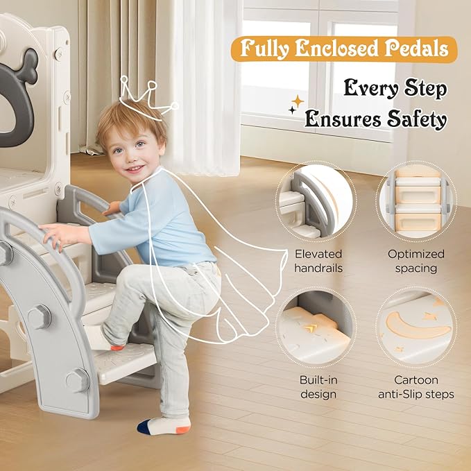 Toddler Slide, 11 in 1 Toddlers Playset New Upgrade with Kids Slide, Drawing Board, Golf Set, Basketball Hoop and Storage Space for Toddler Age 1-3, Backyard Playground Indoor and Outdoor