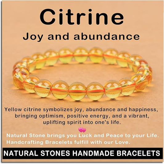 AD Beads Handmade Gemstone Stretch Elastic Bracelet Crystal Healing Reiki Nature's Beauty and Spiritual Essence Unisex