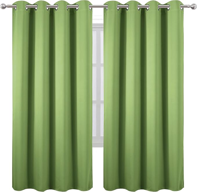 LEMOMO Light Green Thermal Blackout Curtains/52 x 72 Inch/Set of 2 Panels Room Darkening Curtains for Bedroom