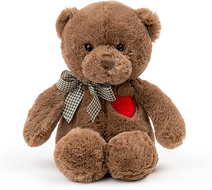 11.4” Small Teddy Bear with Heart Cute Brown Teddy Bear Stuffed Animals Soft Stuffed Bear Plush Bear Plushie Toys Gifts for Girlfriend Boyfriend Kid