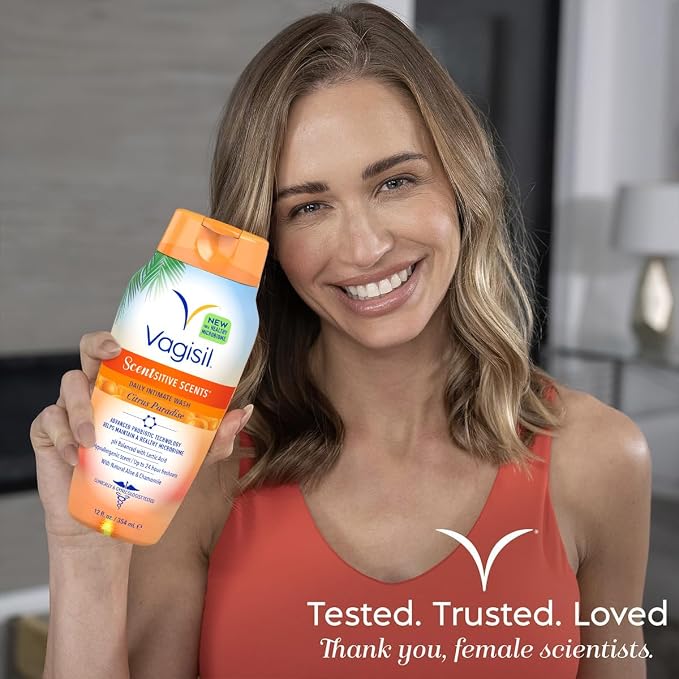 Vagisil Feminine Wash for Intimate Area Hygiene, Scentsitive Scents, pH Balanced and Gynecologist Tested, Citrus Paradise, 12 oz (Pack of 1)