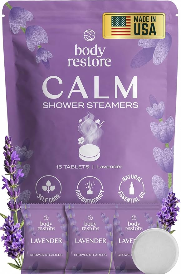 Body Restore Shower Steamers Aromatherapy 15 Pack – Fathers Day Gift for Dad, Luxury Spa Gifts for Men, Relaxation Stress Relief Self Care – Premium Lavender Essential Oil Tablets