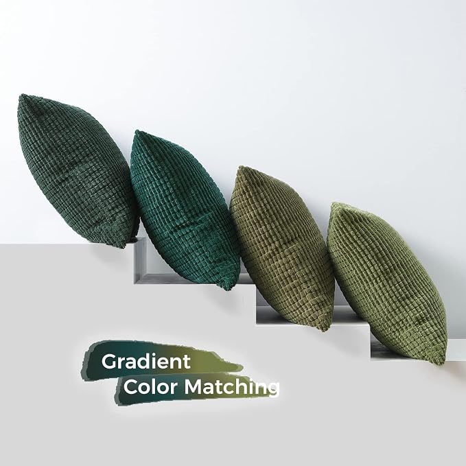 Topfinel Throw Pillows Covers for Couch Living Room Decor-Green Christmas Holiday 4 Pack Toss Cushion Case-Vintage Fluffy Large Bedroom Shams 18x18 Inch Set of 4,(45cm)
