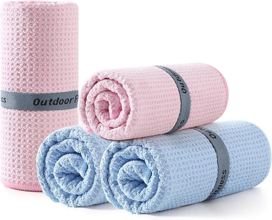 REDKISS 4 Pack Microfiber Gym Towels, Quick-Dry Sweat Towels for Workout, Yoga & Running, Soft Breathable, 39" x 16"