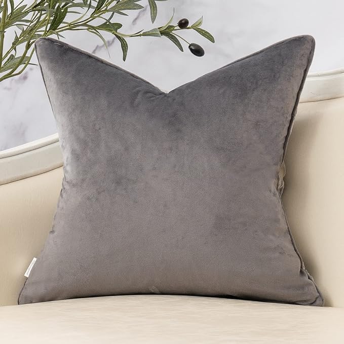 Dark Grey Twigs Throw Pillow Cover Branches Velvet Cushion Case Neutral Pillowcase for Sofa Couch Bedroom Living Room Home Decor,18x18 Inch