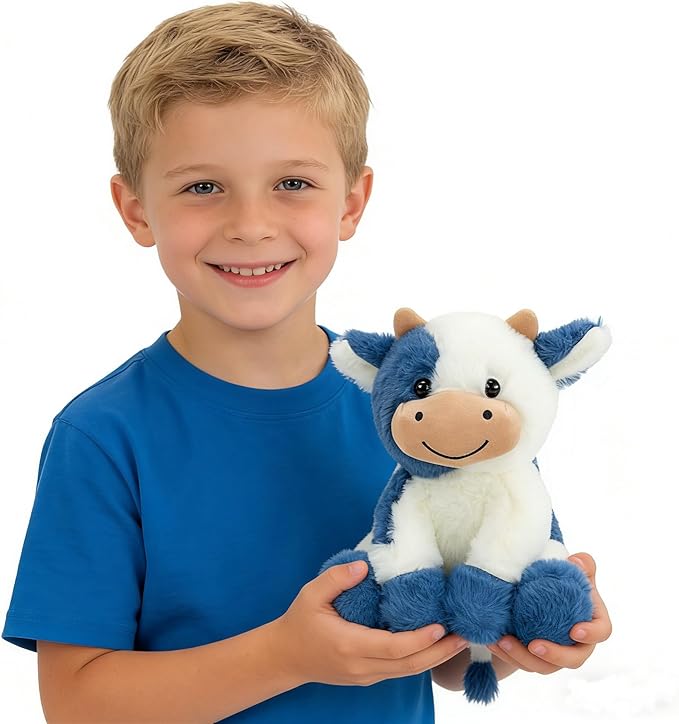 Cow Stuffed Animals Soft Plush Cute Cow Doll for Boys Girls 11.8in (zuo NIU Shen lanse 30cm)
