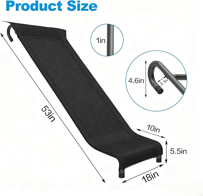 Universal Trampoline Slide Ladder for 10/12/14/15FT Trampolines, Black and Silver Design with Heavy Duty Steel Frame, Easy to Assemble，Safety & Buffer Bottom for Kids to Climb Up & Slide Down(Black)