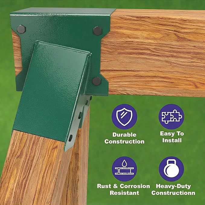 A-Frame End Swing Set Brackets - 2 Pcs Heavy Duty Carbon Steel Hardware with Mounting Kit, DIY Bracket for 4x4 Legs & 4x6 Beam, Green