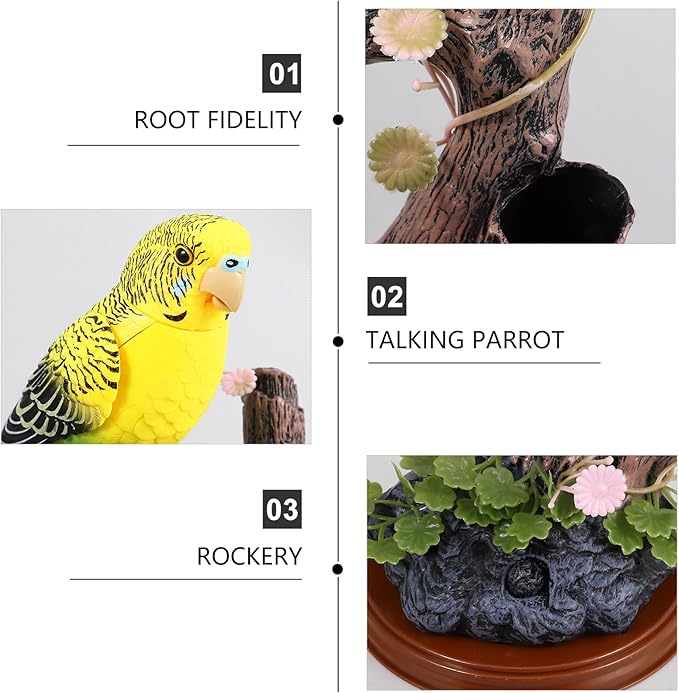 NUOBESTY Plush Repeat What You Say Parrot Toy Electric Talking Parrot Sound Recording Voice Repeating Toy Funny Electronic Pets Kids Adults Interactive, Yellow Outdoor