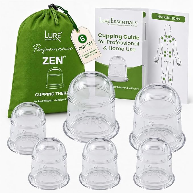 Silicone Cupping Therapy Set 6 Professional Massage Cupping Cups for Cupping Therapy Cup Kit for Massage, Myofascial Release, Cellulite Reduction