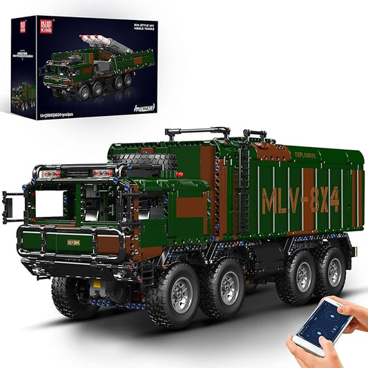 Mould King 20045 Military Vehicles Building Blocks Set, RC Heavy All-Terrain Vehicle Box-Style 8X4 Missile Army Truck with 4 Motors, Gift for Age 14+/Adult Collections Enthusiasts(4854+ Pieces)