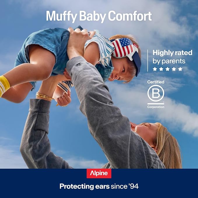 Alpine Muffy Baby Comfort, America250 Special Edition, Protects Hearing for Babies & Toddlers, CE & ANSI Certified, Safe fit & Comfort, Multi-adjustable from 3 months up to 5 yrs, 24dB, Fourth of July