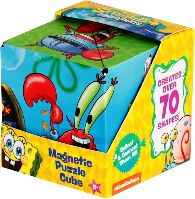 SHASHIBO Spongebob Squarepants Shape Shifting Box - STEM Magnetic Fidget Cube That Transforms Into Over 70 Shapes, Download Fun in Motion Toys Mobile App (Krusty Krab)
