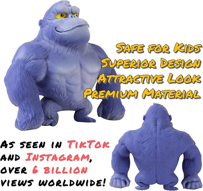 Super Stretchy Gorilla Fidget Toy, Squishy Monkey Squeeze Toy, Splat Maxi Kong, Sensory and Fidget Toy for Kids and Adults, Fun Gift for Fidgeters, Ideal Gift for Kids (Purple)