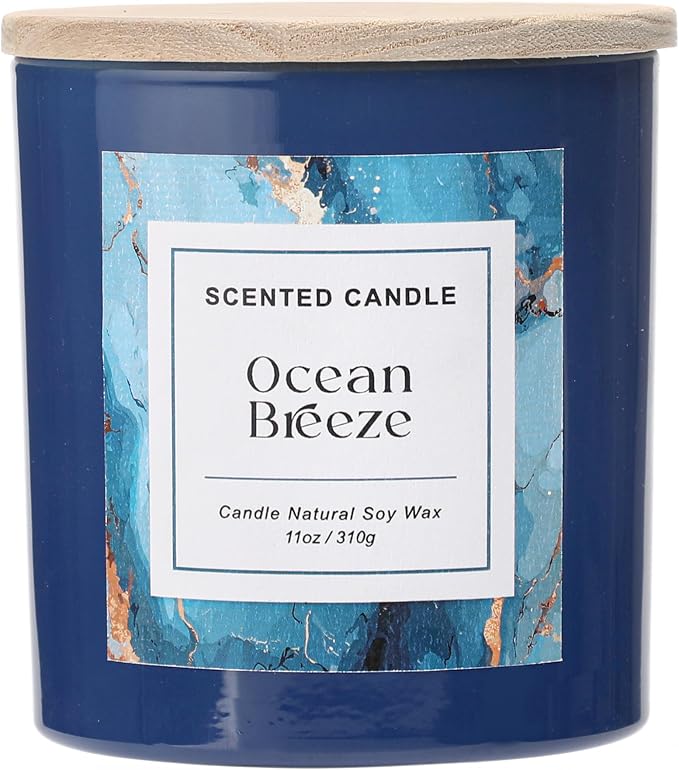Ocean Breeze Candle,Beach Candle,Summer Scented Candle,11 oz | Natural Soy Candles for Home Scented for Stress Relief,Candle Gift for Women Men