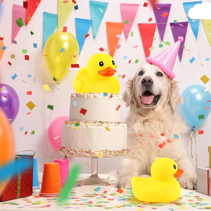 Lenwen 2 Pcs 7 Inch Giant Rubber Duck No Hole Waterproof Big Rubber Duck Large Duckling Bath Floating Toy with Sealed Plug for Birthday Baby Shower Party Decoration Gift Swimming Pool