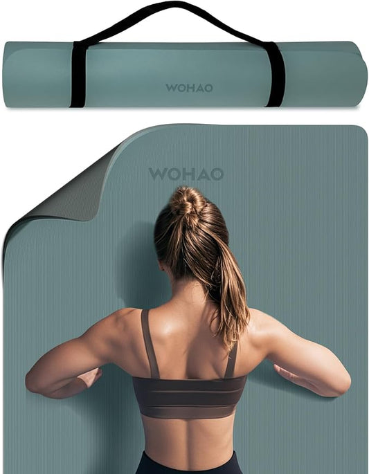 Extra Thick 8mm Yoga Mat, 72"x28" Non Slip Exercise Mat, Reversible 2-Sided Dual Color Premium POE Material, with Carrying Strap for Yoga, Pilates, Home Gym