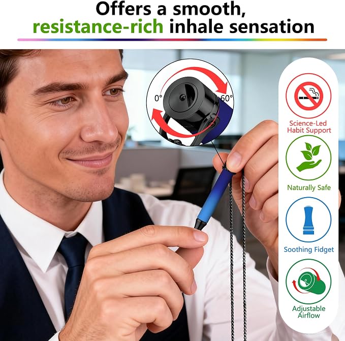 ASTOFLI Breathing Necklace For Anxiety Adults - Adjustable Air Outlet Breathe Necklaces With Flavored - Breath Free Stress Relief Device With Flavor - Meditation Gifts For Women Men