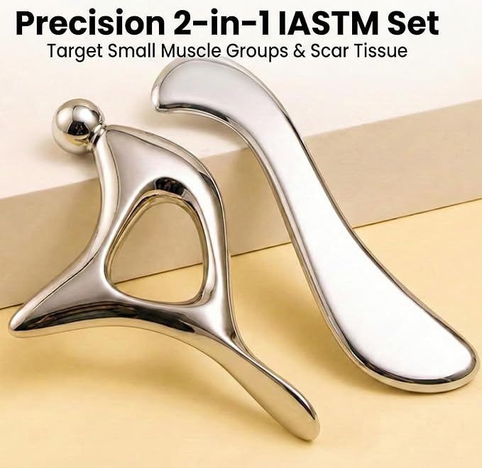 Muscle Scraper Tool Stainless Steel, Gua sha Tool Set for Full Body, Metal Myofascial Release Tool, Scraping Tool Physical Therapy Equipment, Deep Tissue Massager Fascia Scraper (2Pcs)
