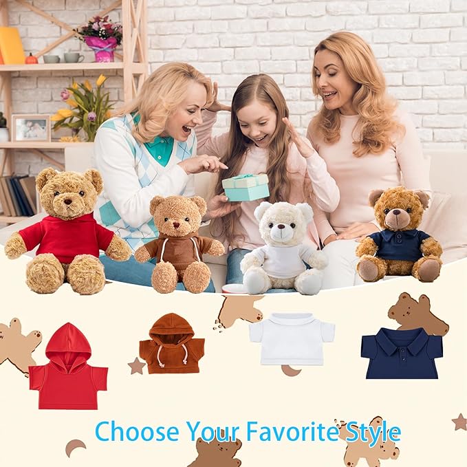 Personalized Teddy Bear Clothes with Photo Name, Custom Stuffed Animal Clothes Fit 8-16 inch Stuffed Bear Clothing, Personalized Doll Clothing Make Your Own Plush Doll Shirt