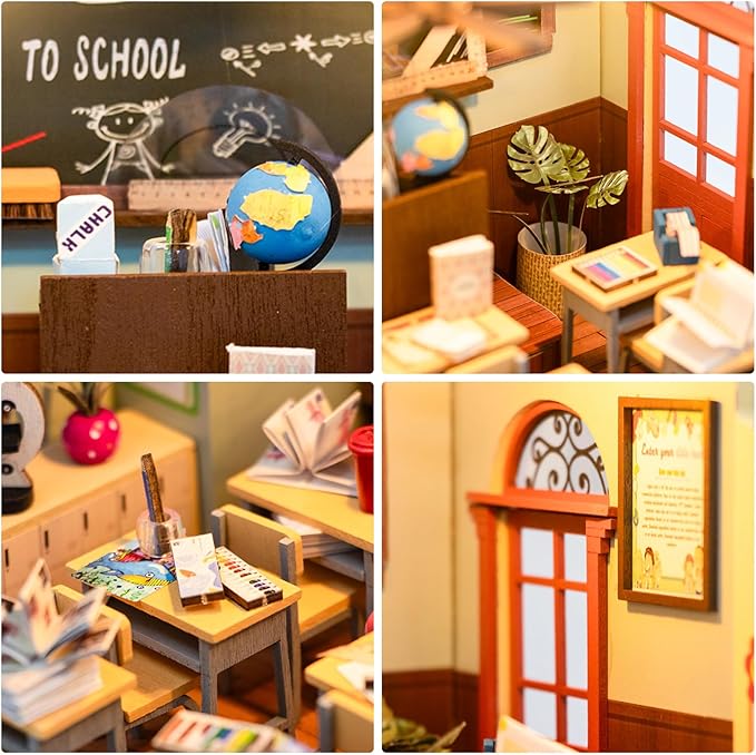 Foyucool DIY Miniature House Kit, Dollhouse Kit with LED Light, Mini House Building Kits for for Adult to Building, Christmas Home Decorations Gifts for Family and Friends, Classroom