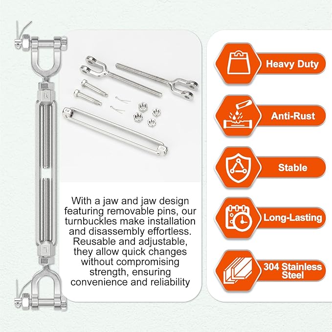 30" Ground Anchors Shed Anchors Kit with 3/16" 75FT Galvanized Cable & M6 304 Stainless Steel Turnbuckles, Heavy Duty Earth Anchors for Sheds Trees Trampoline Greenhouse Swing Set Tent, 4Pack Orange