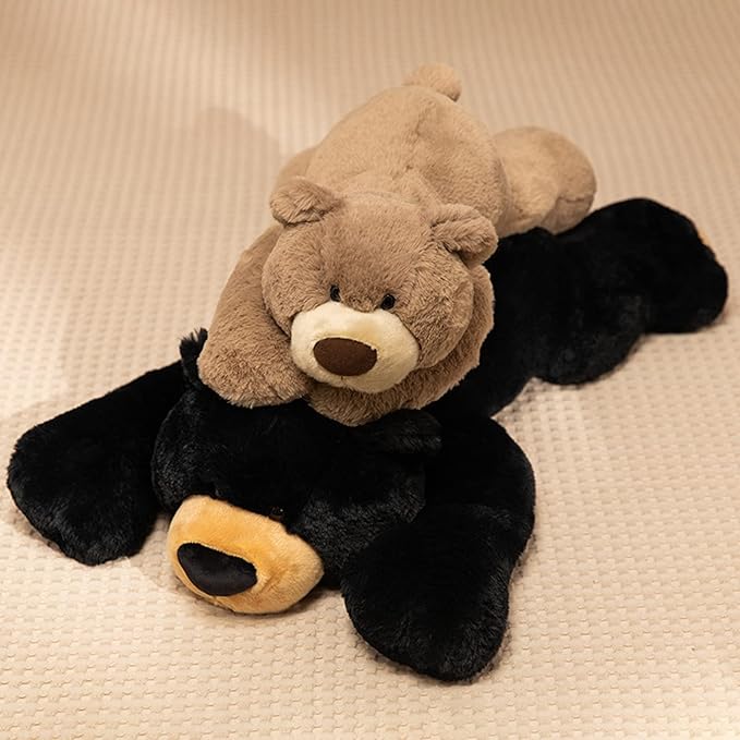 Weighted Stuffed Animal, 6.2 lbs Black Bear Plush Toy & Throw Pillow Gift for Boys & Girls, 29.5 inch