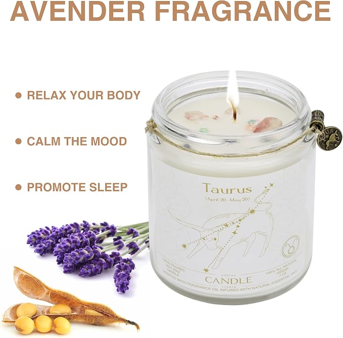 Candle, Soy Wax, Scented, Zodiac - Taurus, Birthday Gift for Women